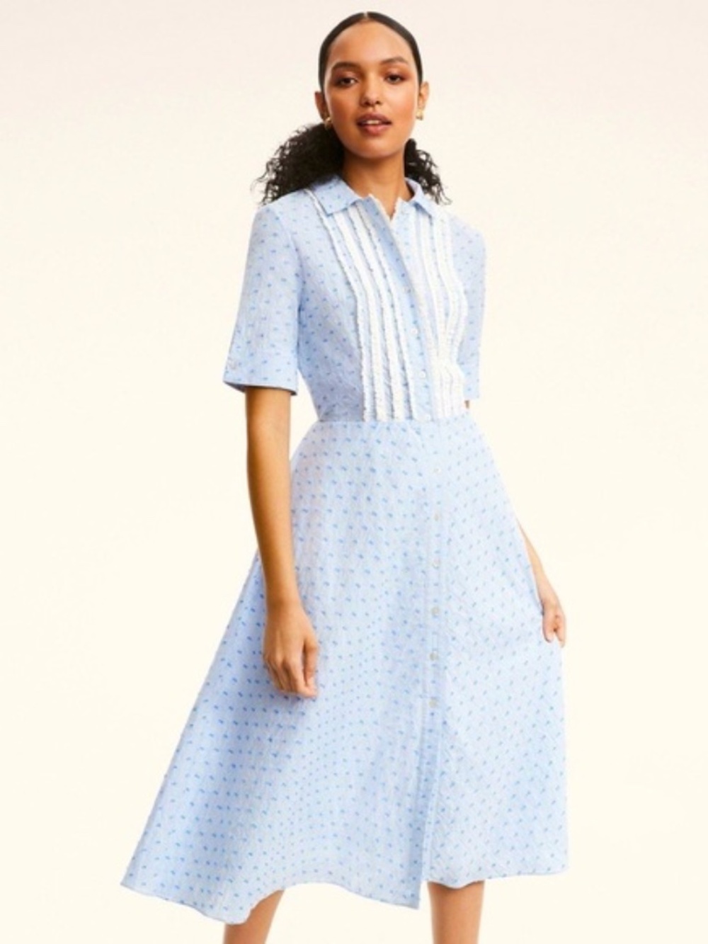 Brooks Brothers Clip Dot Seersucker Shirt Dress